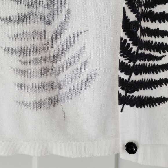 Kate Hill White Cardigan with Black Fern Leaves Imprints. Size S - Picture 8 of 13